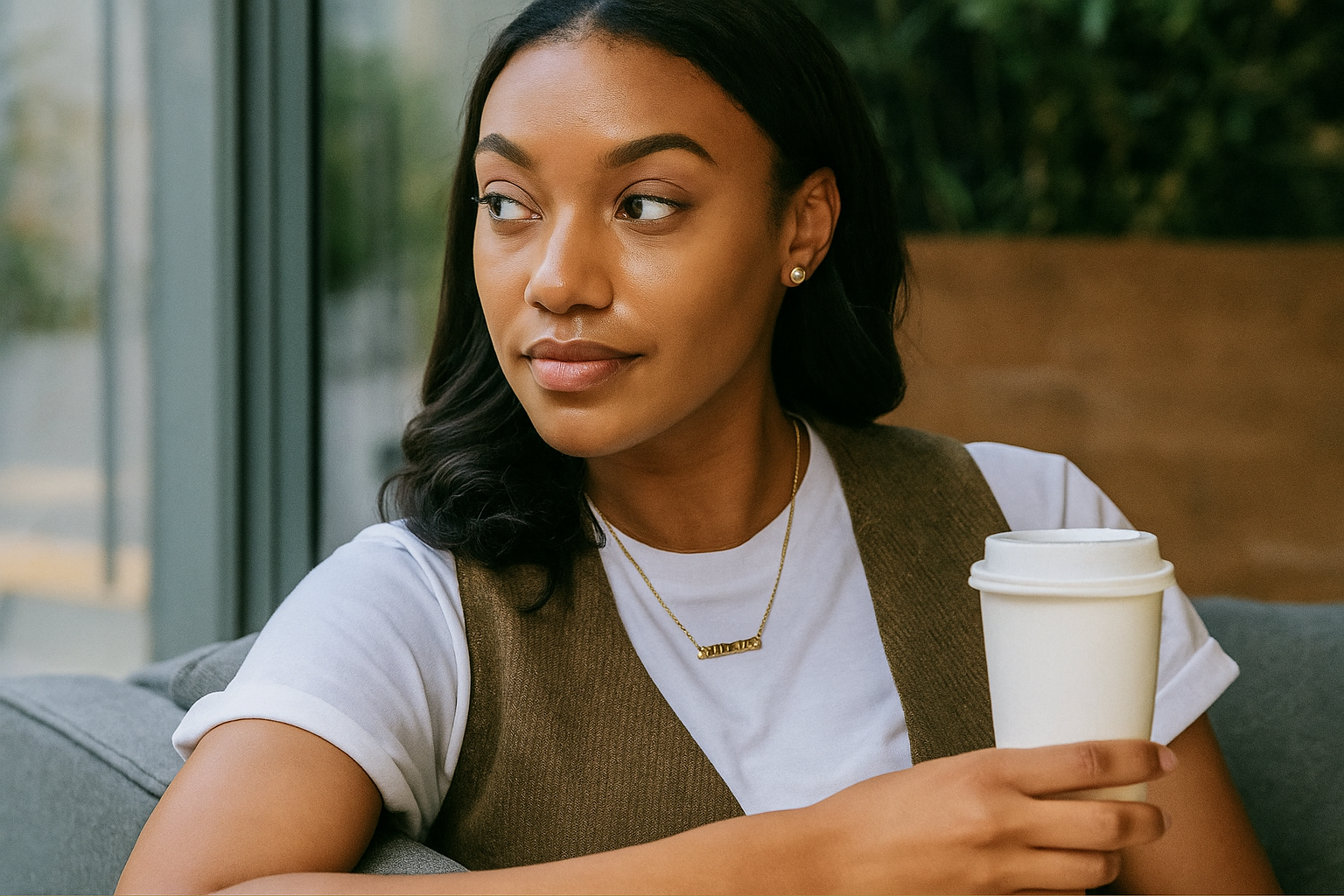 Person with coffee and notebook